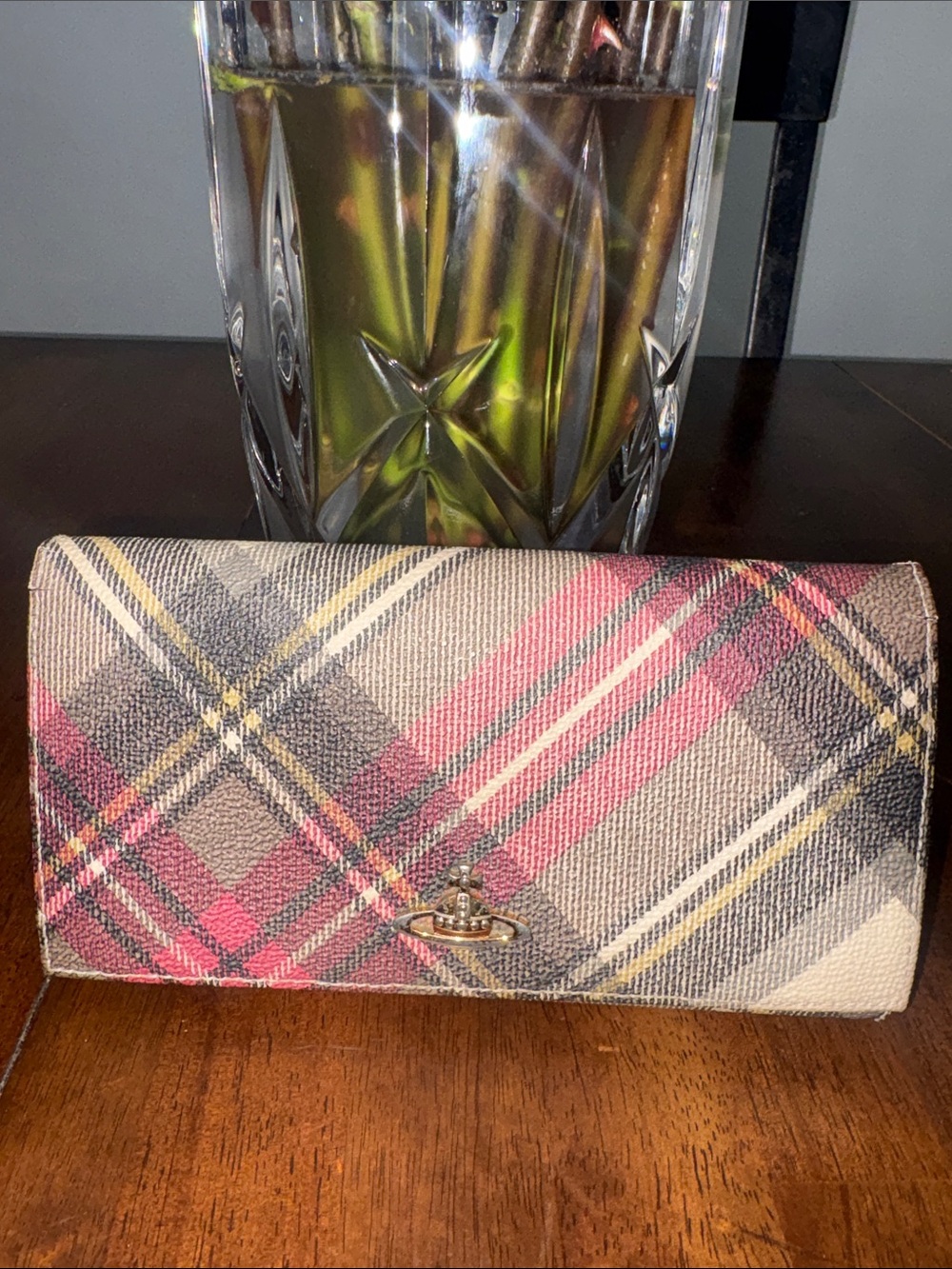 Vivienne Westwood Plaid Continental Wallet in Red, Black Cream. Authentic in GUC